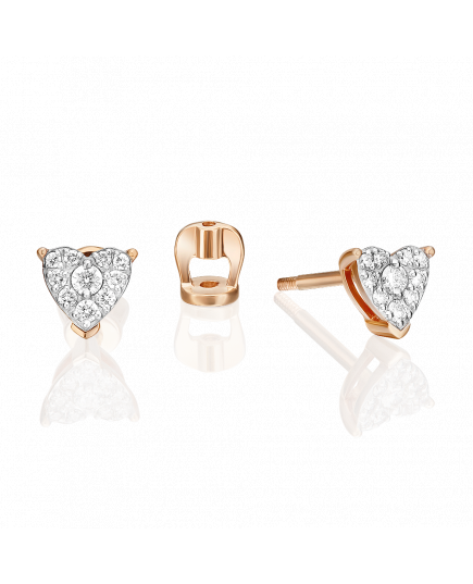 Серьги-пусеты «Сердца» из красного золота с бриллиантами 02-0927-00-101-1110-30 Platina Jewelry