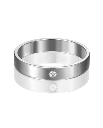 Обручальное кольцо из белого золота с бриллиантом 01-1128-00-101-1120-30 Platina Jewelry, Размер: 17.5