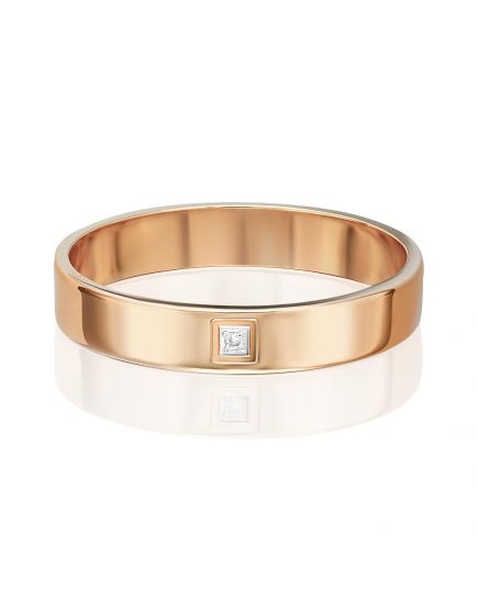 Обручальное кольцо из красного золота с бриллиантом 01-1178-00-101-1110-30 Platina Jewelry, Размер: 16.5